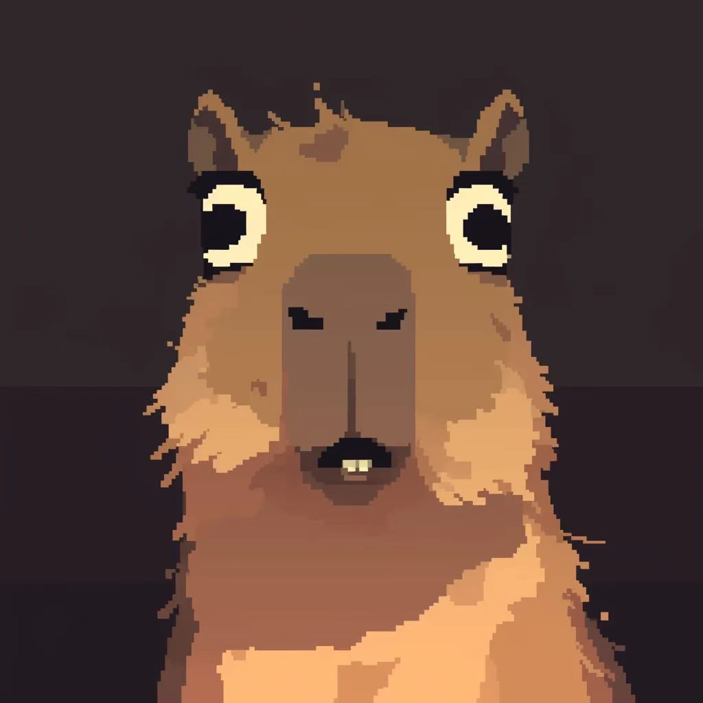 Изображение мордочки удивленной капибары с открытым ртом